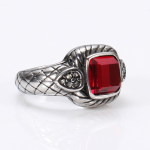 Anillo de hombre con diseño de serpiente, bisel de cristal rojo, acero inoxidable, joyería de moda, regalo - Product Image 5