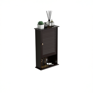 Armoire murale de salle de bain à une seule porte, étagère réglable en hauteur, design minimaliste en bois pour étagères de salle de bain - Product Image 1