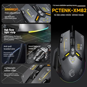 Nuevo en Existencia, Ratón para Juegos con Cable, Programación Macro, Retroiluminación RGB, Silencioso, Mecánico, con Tasa de Retorno de 1000, Periféricos - Product Image 2