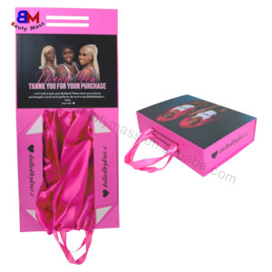 Boîte d'emballage personnalisée pour cheveux, boîte cadeau magnétique en carton écologique créative de luxe, intérieur en satin pour perruque, extension de cheveux - Product Image 4