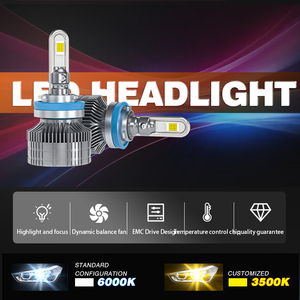 Phares LED universels 200W pour voiture avec corps en aluminium, refroidissement par ventilateur, température <span class=keywords><strong>de</strong></span> couleur 6500K, étanches IP68, faisceau haut/bas - Product Image 2