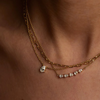 Collar de Cadena de Acero Inoxidable 316 con Baño de Oro PVD de 18K, Diseño de Lujo Ligero y Encantador, con Circonita Corte Pera, Resistente al Agua, Regalo Ideal