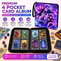 Classeur de cartes personnalisé à 4 pochettes avec fermeture éclair, pages fixes, album en PU pour cartes de jeu de table, rangement de cartes à collectionner, capacité de 160 cartes