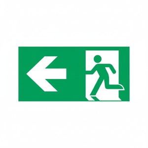 Uscita di emergenza segno freccia sinistra-480 in PVC luminescente * 250 mm - Product Image 2