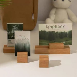 Porte-cartes de visite en bois, support de numéros de table, porte-noms, support de panneau de mariage, présentoirs de rangement, base en bois de hêtre - Product Image 5