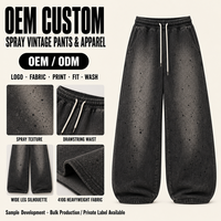 Pantalon de survêtement ballon à jambe large avec cordon de serrage, personnalisé OEM, 410G, épais, respirant, style streetwear vintage, délavé à l'acide et effet éclaboussures