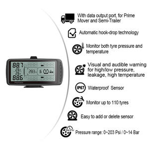 Sistema de Monitoreo de Presión de Neumáticos (TPMS) para Camiones y Remolques, <span class=keywords><strong>8</strong></span>, 12, 18, 22, 34, 110 Ruedas, 203 Psi, 14 Bar - Product Image 3