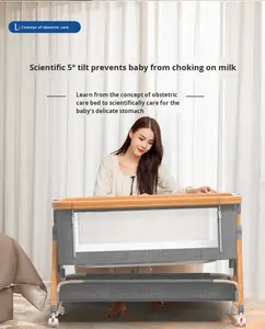 Cuna Multifuncional para Bebé con Altura Ajustable, Plegable, para Recién Nacidos, con Ruedas y <span class=keywords><strong>Mosquitera</strong></span> - Product Image 6