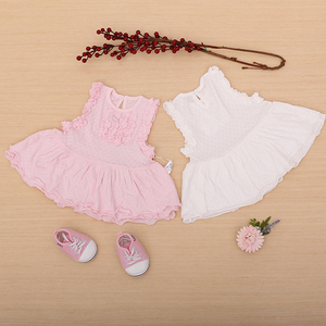 100% cotone traspirante bella petalo manica doppio strato vestiti da estate per i bambini - Product Image 1