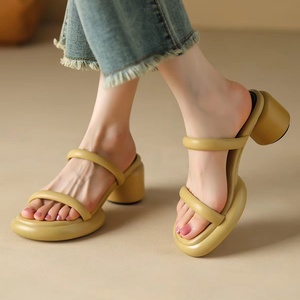 Sandalias de tacón grueso con amortiguación de aire para mujer - Nuevo estilo 2026 - Rayas dobles sencillas - Cómodas, informales y multiusos para mujer - Product Image 3