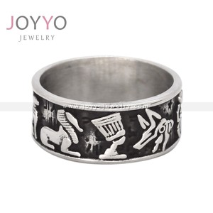 Bague Spinner en Acier Inoxydable pour Hommes et Femmes Anciens Dieux Egyptiens Embossés Mode Homme Oeil d'Horus Anubis Croix Ankh - Product Image 3