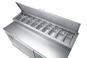 Tables de préparation de pizza réfrigéré comptoir refroidisseur présentoir restauration <span class=keywords><strong>buffet</strong></span> salade froide bar réfrigérateur - Product Image 5