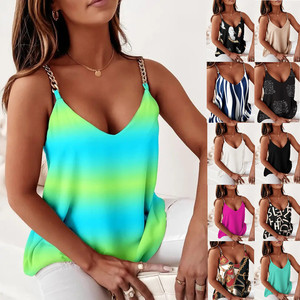 Camiseta de tirantes estampada sin mangas sencilla a la moda holgada informal de verano al por mayor, <span class=keywords><strong>chaleco</strong></span> con cadena para <span class=keywords><strong>mujer</strong></span> - Product Image 1