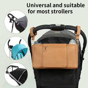 Organizador de Cochecito de Bebé Personalizado de Cuero Vegano con Portavasos, Organizador de Cochecito, Bolsa de Pañales <span class=keywords><strong>para</strong></span> Mamá - Product Image 2