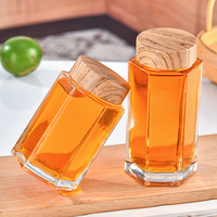 Botol Madu Kaca Heksagonal Mewah Berkualitas Tinggi 50ml-360ml dengan Tutup Bambu, Logo Kustom & Sablon Sutra
