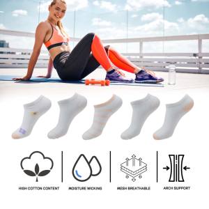 Calcetines finos de corte bajo de algodón peinado al tobillo para mujer Impresión digital a rayas Lindos regalos de moda para jóvenes - Product Image 4