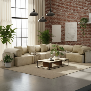 Juego de Sofás Seccionales Chesterfield Modulares de Tela, Envasados al Vacío Comprimidos, Sofá Cama Antideslizante con Rebote en 1 Minuto, Estilo Contemporáneo para Sala de Estar - Product Image 5
