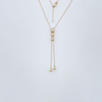 Collana con Pendente in Oro 18K con Diamanti Coltivati in Laboratorio, Tre Lucidi Pendenti a Bolle a Forma di Zucca, Catene Regolabili da Donna, Ciondoli con Diamanti