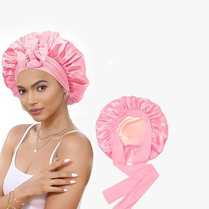 Chapeau rond en coton sergé à double couche avec nœud en soie Soins des cheveux de beauté Foulard de sommeil - Product Image 5