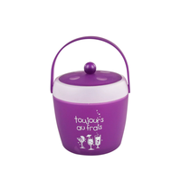 Seau à glace avec poignée et pince, en plastique transparent, style Art Déco, durable, pour fêtes, bière, vin, boissons