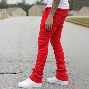 Celana Jogger Katun Tebal Custom Grosir YSJY, Celana Olahraga <span class=keywords><strong>Skinny</strong></span> Stacked Baggy untuk Pria - Product Image 3