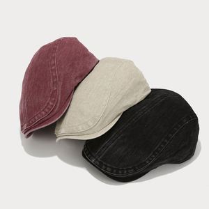 Autumn Vintage <b>Hat</b> Women Blank Plate Ivy Cap Washed Denim Beret Men Outdoor Breathable Beret <b>Hat</b> - Product Image 2