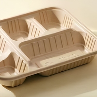 Contenants alimentaires jetables biodégradables en fibre de balle de riz, compatibles micro-ondes, sans BPA, 1200 ml, avec couvercle, certifiés LFGB, couleur naturelle, à emporter