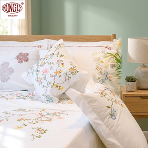 Wholesale Embroidered Floral Combo Pillowcase and Bed Linen Elegant Formal Home Decor for Bedroom Decoration - Product Image 3