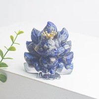 Figurine de renard à neuf queues en aigue-marine, décoration romantique porte-bonheur