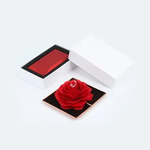 Velvet Luxury Creative Flower Proposal Packaging Company Cheap Jewelry Wedding Rose Fower Ring Box