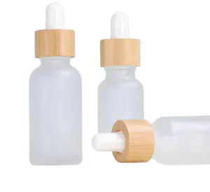 20ml 30ml bamboo wood dropper glass bottle 15ml frosted glass bottle transparent skin care refined oil glass bottle