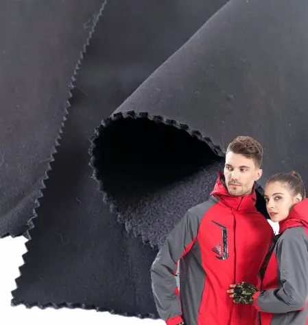 100 % polyester hoddie soft shell polar fleece fabric with TPU bonded soft shell fabric waterproof for coat jacket