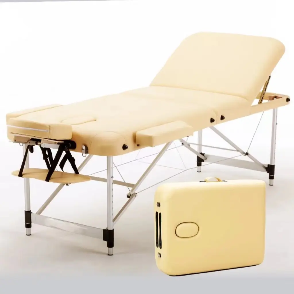 折りたたみ式ポータブル鍼治療スパベッドデマッサージテーブル、アルミ脚付きマッサージ用調節可能なビューティーサロンフェイシャルレイキベッド