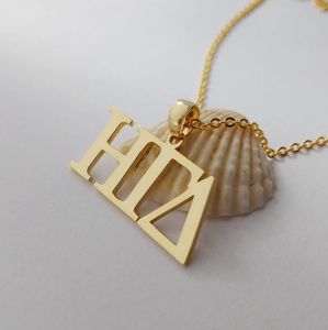 316L 스테인레스 스틸 18K 금도금 맞춤형 그리스 편지 목걸이 그리스 알파벳 <span class=keywords><strong>Psi</strong></span> 델타 람다 목걸이 선물 - Product Image 3