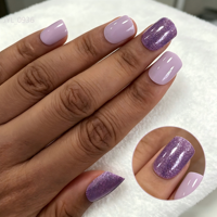 Faux Ongles Courts Carrés Violet Lavande à Coller, Pailletés, Qualité Salon, Réutilisables, Logo Personnalisé, Vente en Gros