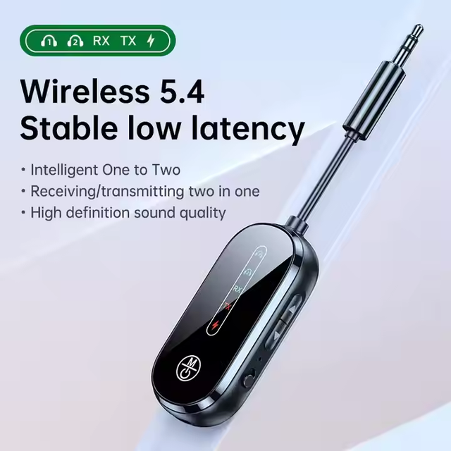 Bluetooth 5.4 Transmitter Receiver 3.5 mm AUX RCA Airplane Car Audio Wireless Adapter Hands-Free Call for TV