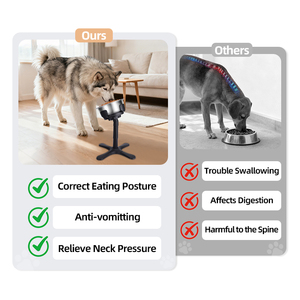 Support surélevé pour gamelles de chien en gros avec gamelle en acier inoxydable bleue, 3 hauteurs réglables, 15 °   Mangeoire inclinée antidérapante pour animaux de compagnie, pour le soin du cou - Product Image 4