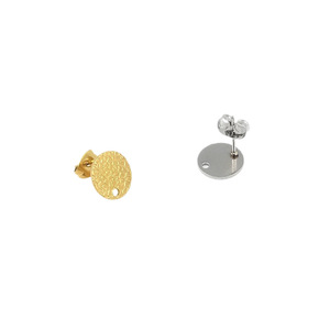 Stainless Steel Round <b>Stud</b> Earrings Gold Silver Color Embossed Surface Fashion Jewelry Accessories <b>For</b> Women <b>Men</b> Unisex - Product Image 5