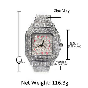 Reloj Cuadrado de Moda en Oferta, Color Rosa y Azul, Estilo Hip Hop, Reloj de Cuarzo con Diamantes para Hombre, Reloj Cuadrado Iced Out para Rapper - Product Image 4