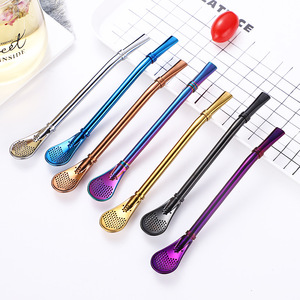 Bombilla de Acero Inoxidable de 155 mm de Alta Calidad con Cuchara Filtrante Reutilizable para Té <span class=keywords><strong>Yerba</strong></span> Mate Accesorios de Bar Nuevo para Uso Comercial y Alimentario - Product Image 2