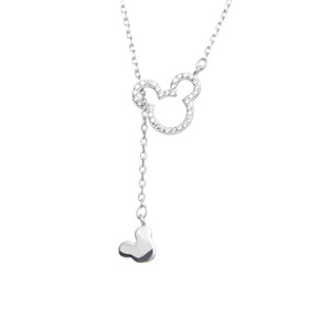 Mickey Mouse Necklace Silver Tone Cartoon Pendant Minimalist Style Gift For Women - Product Image 5