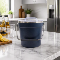 Seau à glace isolé 2L avec couvercle Pince à crème glacée 4L Refroidisseur de bière sous vide en acier inoxydable 8L Conteneur à crème glacée avec poignée
