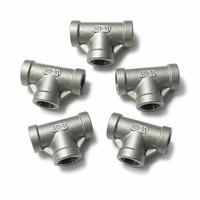 Raccords de tuyauterie en acier inoxydable 304, té égal BSPP BSPT, triple filetage femelle 1/8 1/4 3/8 pouce, surface lisse, tête hexagonale, classe 150