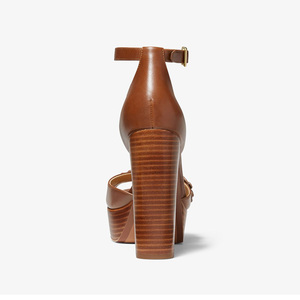 Sandalias de Tacón Alto con Correa en el Tobillo, de Cuero Genuino Marrón, Elegantes y Retro, a la Moda para Mujer - Product Image 3