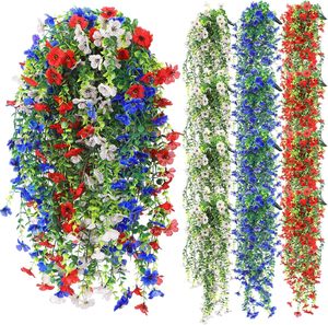 12 plantes artificielles suspendues pour le 4 juillet, 250e anniversaire, Jour <span class=keywords><strong>de</strong></span> l'Indépendance, arrangement floral pour le Jour commémoratif des Vétérans - Product Image 1