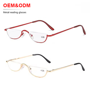 Wholesale Old People Half-Moon Magnifying Book Eyewear Small Half Metal Spring Frame Hd Resin Clear Presbyopia <strong>Reading</strong> <strong>Glasses</strong> - Product Image 1