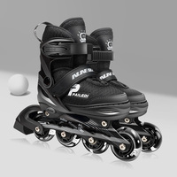 Patins à roulettes en ligne réglables pour enfants, rouges et noirs, avec roulements ABEC-7, 4 roues en caoutchouc LED, respirants, pour l'extérieur et la rue