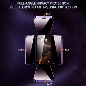 360 °   Protector de Pantalla de Vidrio Templado 9H Anti-Espía para <span class=keywords><strong>iPhone</strong></span> 16 15 <span class=keywords><strong>14</strong></span> <span class=keywords><strong>Pro</strong></span> <span class=keywords><strong>Max</strong></span>, Anti-Reflejos, Anti-Huellas, Cobertura Total - Product Image 5