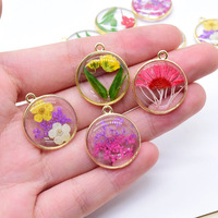 Liontin Yiwu Berbahan Resin Bunga dan Daun Alami Kering yang Dibungkus Epoksi, Kerajinan DIY untuk Anting dan Kalung