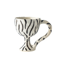 Gobelet en céramique fait main, tasse vintage à motif animalier, tasse à café sur pied léopard et zèbre, bol rétro pour snacks et desserts